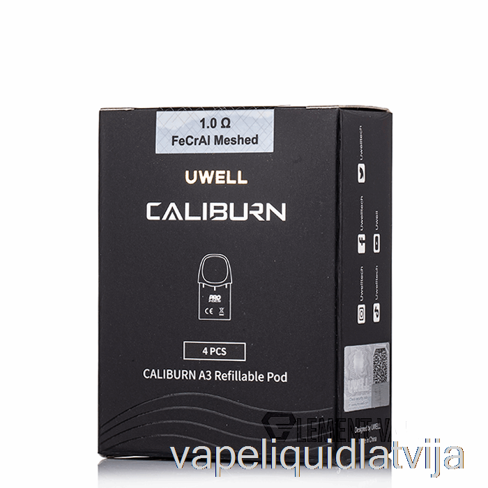 Uwell Caliburn A3 Rezerves Pods 1,0ohm A3 Fecral Meshed Pods Vape šķidrums